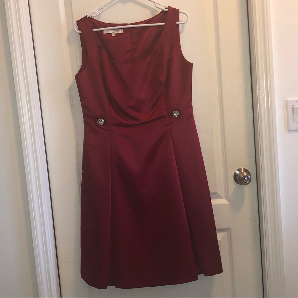 Formal red dress with jewel detailing